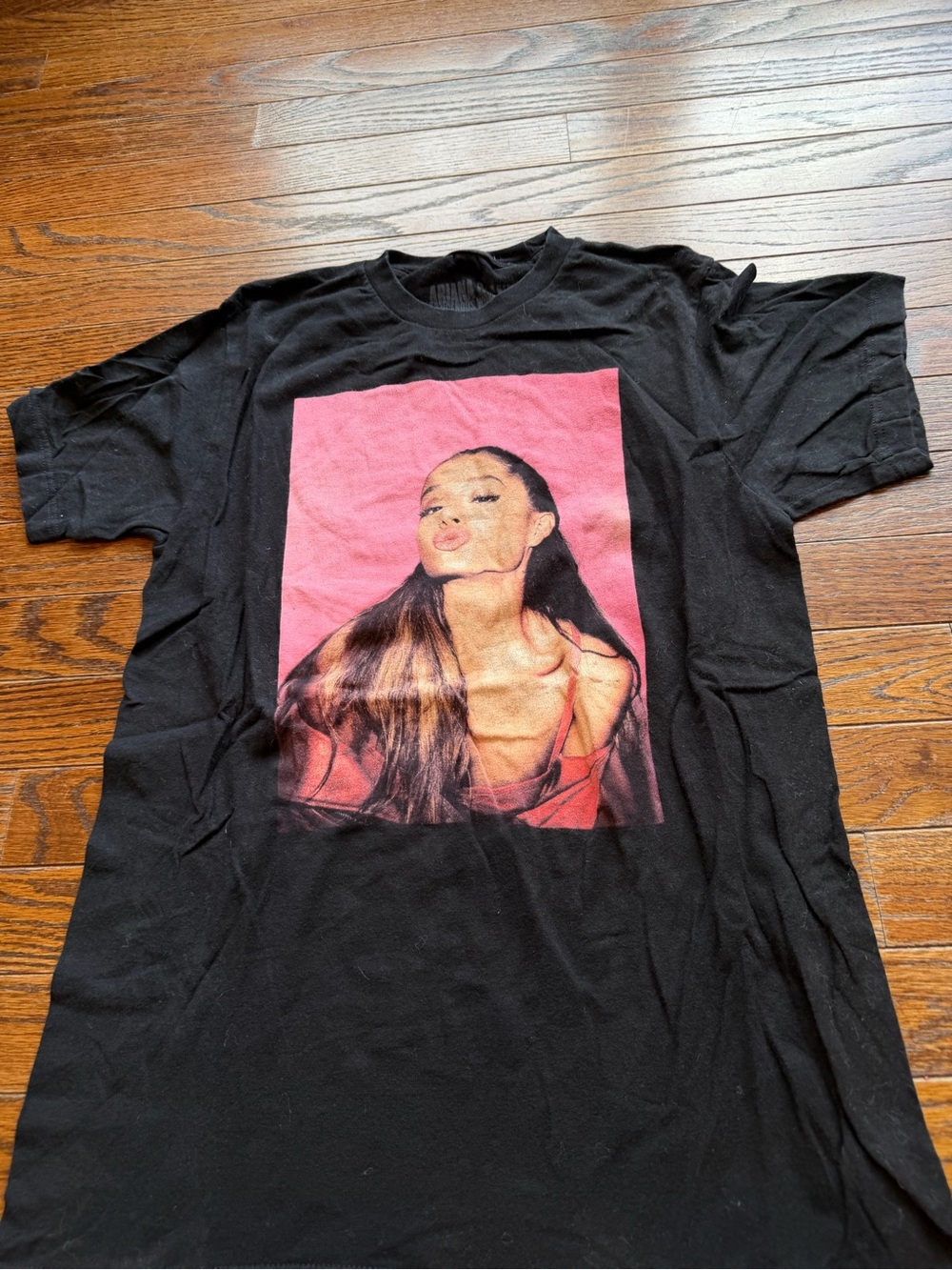 Ariana Grande Black Tee with Pink Portrait dangerous women tour